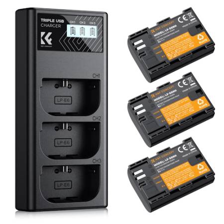 K&F Concept KF28.0039 - zestaw, 3x zamiennik akumulatora LP-E6NH, ładowarka_1